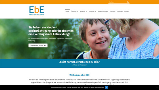 Screenshot Eltern beraten Eltern von Kindern mit oder ohne Behinderung e.V.