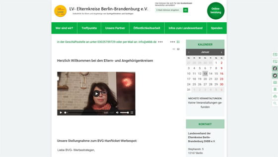 Screenshot Landesverband der Elternkreise Berlin-Brandenburg EKBB e.V.