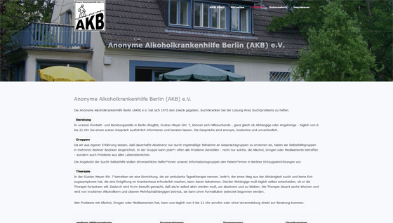 Screenshot Anonyme Alkohol­kranken­hilfe Berlin (AKB) e.V. 